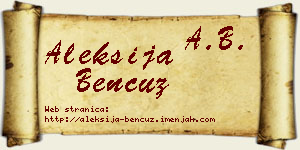 Aleksija Bencuz vizit kartica